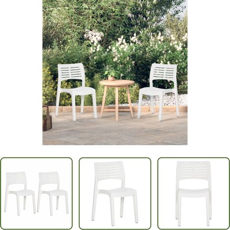 Chaises de balcon -  Chaises de jardin lot de 2 Blanc Polypropylène (1/5)