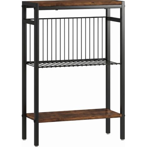 Tavolino ausiliario con 3 ripiani, struttura metallica, marrone rustico, 43 x 18 x 62,5 cm (1/5)