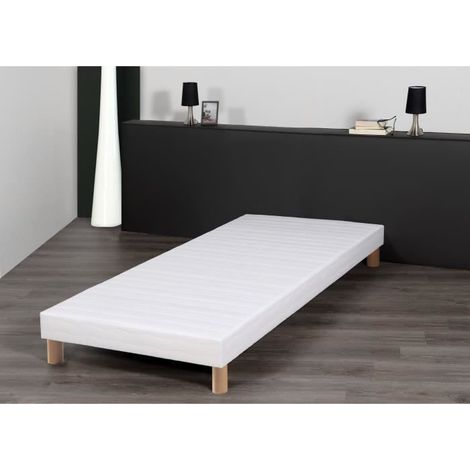 Umberto Ravelli – Sommier tapissier 80 x 200 cm – 11 lattes en bois massif – Toile blanche – 4 pieds en bois massif – Fabrication française