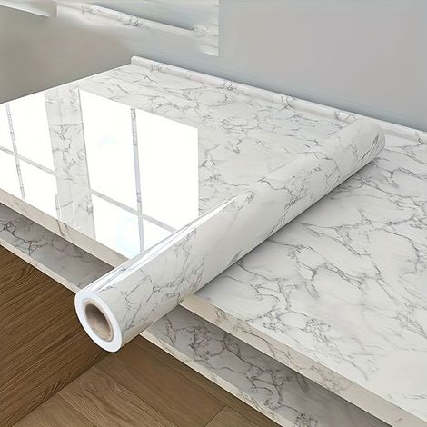 BelleRise - Rouleau de papier peint autocollant à surface lisse, motif marbre — Imperméable, résistant à la chaleur et aux taches d'huile (1/5)