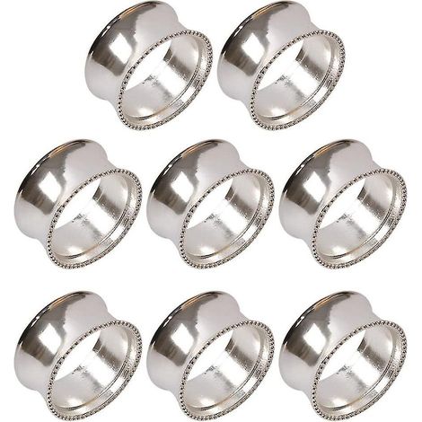 Rond de serviette en alliage de zinc orné de perles, boucle de serviette délicate (argent) (1/4)