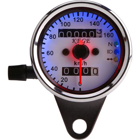 Compteur de vitesse/odomètre universel pour moto, affichage km/h, argent (1/5)