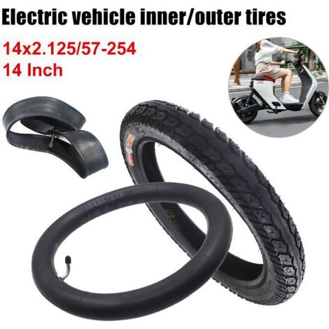 Pneu pour scooter électrique - - 14x2.125 - Caoutchouc Naturel - Noir - Valve coudée/V (1/4)
