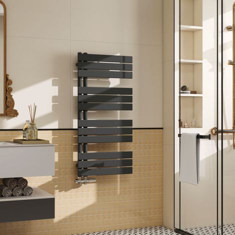 AICA Badheizkörper 1042x500 mm, 629W, Anthrazit Handtuchheizkörper Flach Handtuchtrockner Seitenanschluss für Wasser (1/5)
