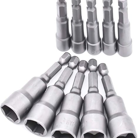 10 adaptateurs d'embouts de tournevis hexagonaux 6-19 mm pour perceuse manuelle (1/5)