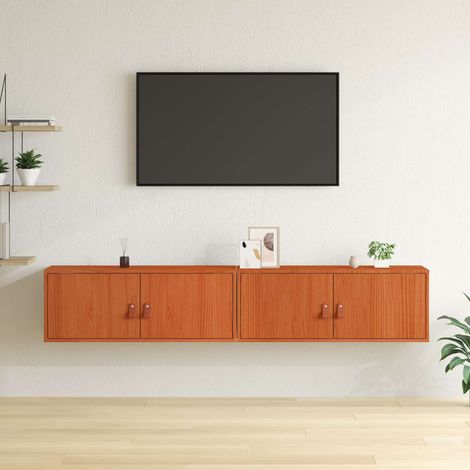 Wandschrank mit Regal mit Tür 2 pcs Wachsbraun 80 x 30 x 30 cm