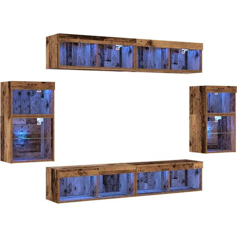 Maison Exclusive - Set mobile TV 8 pz Legno vecchio Legno ingegnerizzato (1/5)