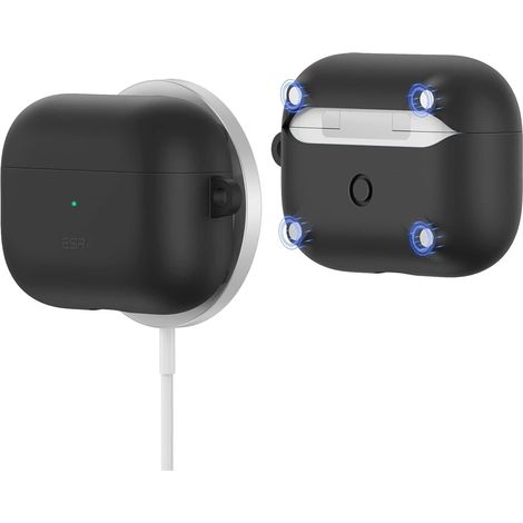Custodia per AirPods Pro 1/2 in silicone nero con magneti (1/5)