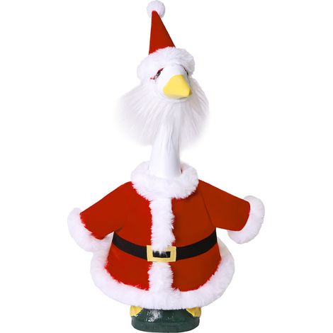 Weihnachtsgans-Verkleidung für die Veranda – 58 cm große Statue im Kostüm für festliche Gartendekoration, saisonale Außendekoration mit klassischem Weihnachtsdesign, Weiß (1/5)