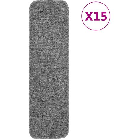vidaXL Alfombrillas de escalera 15 uds gris rectangular 75x20 cm (1/5)