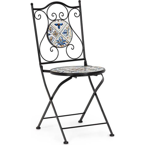 Chaise Pliante Mykonos - Structure en Acier et Plateau en Céramique - 120x80x75 cm (1/5)