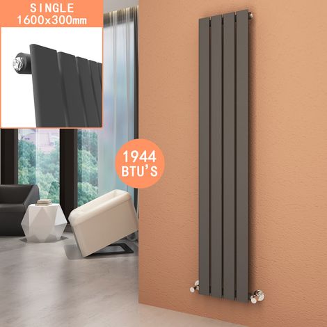 ELEGANT 1600 x 300 mm Vertical Column Radiator Anthracite Single Flat Panel Designer Bathroom Radiator