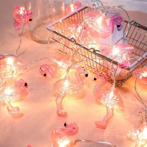 Guirlande Lumineuse Flamants Roses - 3 M - 20 LED À Piles - Étanche IP44 - Pour Jardin Mariage Intérieur Extérieur - Lot De 1 (1/5)