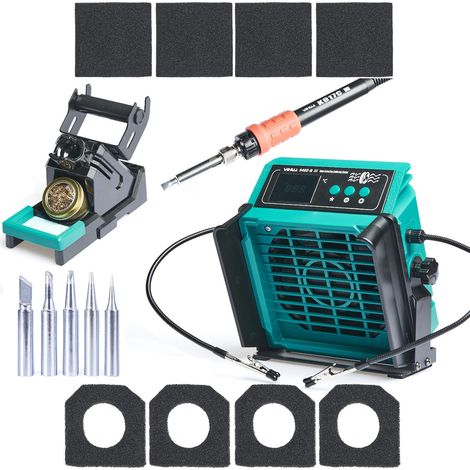 Stazione saldante da 110 W con aspiratore di fumi e staffe di montaggio, set di 5 punte Yihua 948D Q III.