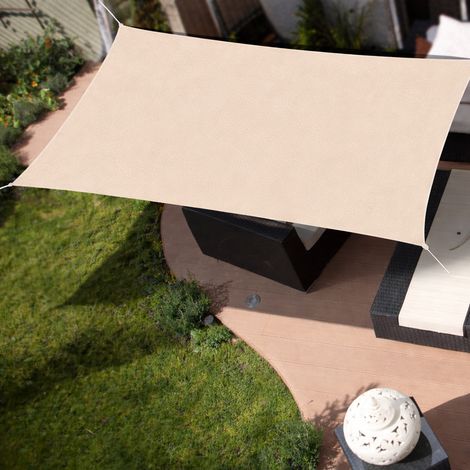 Tenda Vela Parasole 2 x 3 Metri Rettangolare Telo Ombreggiante da Giardino Ecru