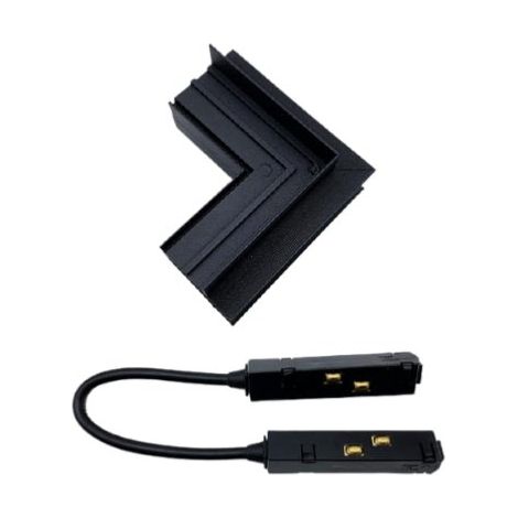 Connecteur Angle Sortant pour Rail Magnétique Encastré Noir + Connecteur Souple - SILUMEN (1/4)