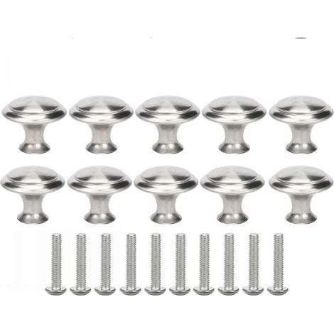 Boutons de meuble ronds brossés pour porte et tiroir – Lot de 10 pièces en métal, diamètre 23 mm, vis incluses