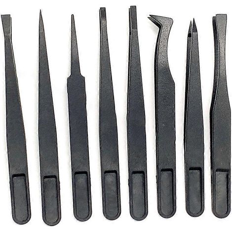 Schwarze Pinzette aus Kohlefaser-Kunststoff, antistatisch, präzise, für DIY-Bastelarbeiten, Handclip