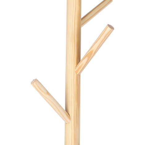 Umweltfreundlicher, baumförmiger Garderobenständer aus Holz mit 8 kurzen und 3 langen Armen für Wohnzimmer, Schlafzimmer, Flur, 45 x 45 x 175 cm, werkzeuglos montierbar (1/5)