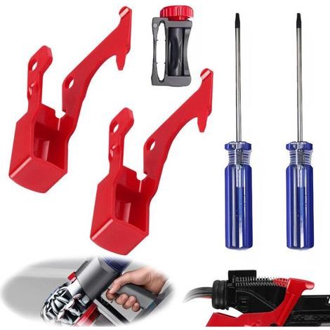 Gachette Dyson V11 V10 Bouton Interrupteur à Gâchette Dyson V10 Bouton Rouge Dyson Outil de Réparation de Bouton pour Aspirateur V10 V11 2 Interrupteurs 1 Support d'interrupteur et 2 Tournevis (1/4)