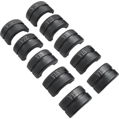HAUTOUR Lot de 5 mâchoires à sertir en V (12/15/18/22/28 mm), insert de mâchoires de sertissage adapté pour le pressage de tuyaux en cuivre utilisés dans les domaines de l'électricité (1/5)