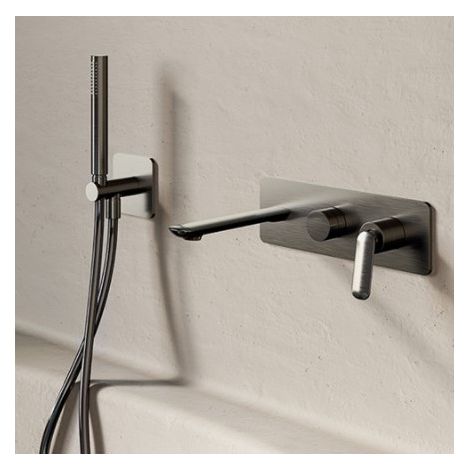 Façade bain/douche encastrée 2 sorties Chromé Noir Brossé - CRISTINA ONDYNA FL10275