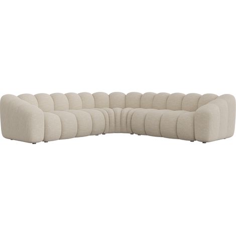 Mobilier Deco – Canapé d'angle réversible XL en tissu beige – Assise spacieuse – Design moderne et élégant – Idéal pour salons contemporains (1/5)