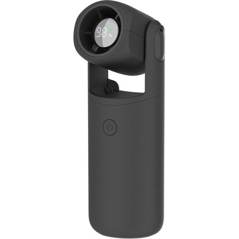 Ventilador plegable portátil, recargable, 5 velocidades, pantalla digital, apto para uso en interiores y exteriores, color negro. (1/5)