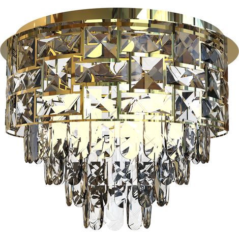 Plafonnier cristal Luxuria 9xE14 laiton doré Milagro (1/5)