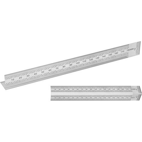 Règle de traçage avec échelle de trous, outil de traçage de lignes précis en acier inoxydable pour menuisier, 180 mm (1/5)