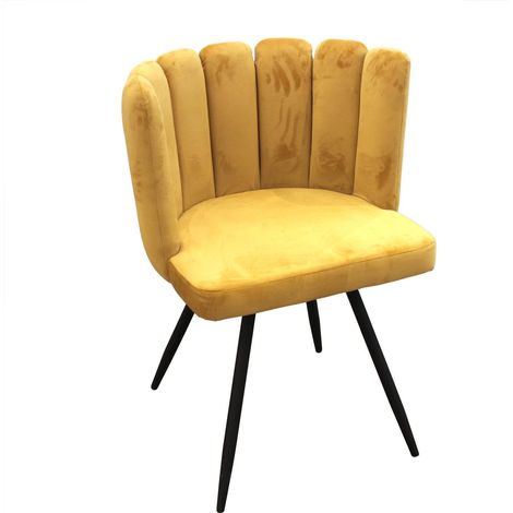 The Home Deco Factory – Lot de 2 chaises velours jaune et noir – Style contemporain – Assise confortable – Pour salle à manger ou salon (1/10)