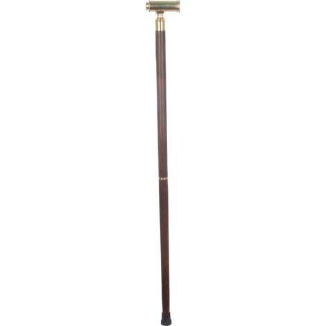 Bastón de madera con mango de latón en T y catalejo oculto 99 cm
