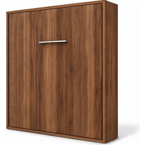 Lit escamotable vertical KOLA Sans matelas Noyer-120x200-Cadre Noyer-Façade Noyer (1/5)
