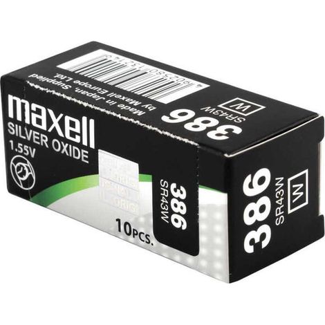 Pila Reloj 386 Maxell 1,55vdc 125mah Oxido Plata Sr43sw 386/maxell (1/3)