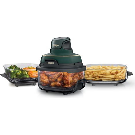 Air Fryer Design Compact, 3,8L /2,3L / 1,4L, 4-en-1: cuisson à l'air chaud, rôtisserie, maintien au chaud, croustillant, 3 récipients en verre amovibles avec couvercles, Vert, FN103EUGN (1/5)