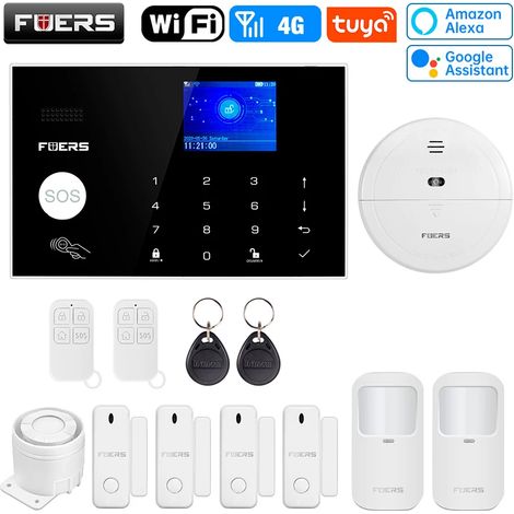 (Pack 5) Système d'alarme sans fil intelligent Wi-Fi 4G, système antivol et de sécurité pour la maison, avec capteur (1/5)