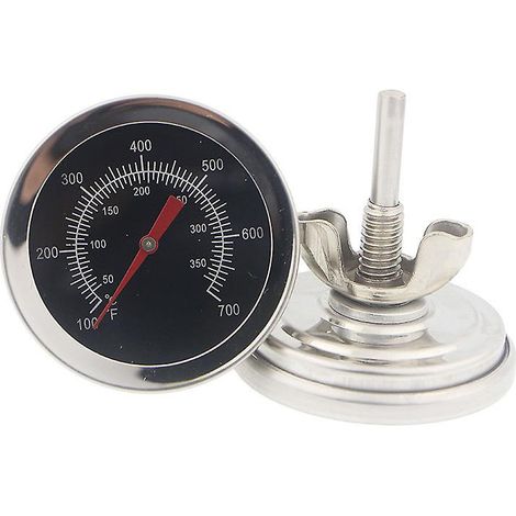 Thermomètre pour fumoir de barbecue en acier inoxydable, plage de température de 100 à 700 °F (1/4)