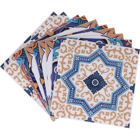 Lot de 10 autocollants de sol en PVC auto-adhésifs pour carrelage, salle de bain, cuisine, mur, escalier, etc. 1 (1/5)
