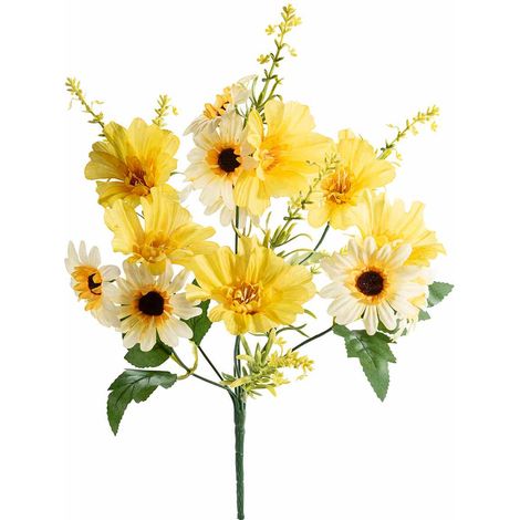 Mazzi a bouquet di margherite e fiori di campo artificiali, set da 8 pezzi, cm 30 H (con gambo 41,5)