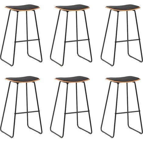 vidaXL Tabourets de bar lot de 6 noir similicuir (1/5)