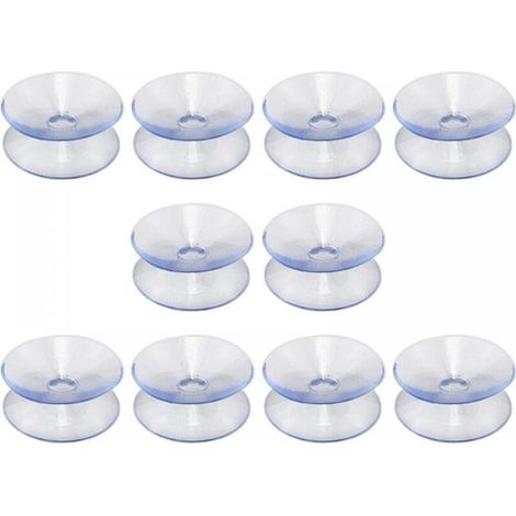 Lot de 10 ventouses de bureau double face en caoutchouc de silicone – Ventouses transparentes, sans crochets – Taille : 35 mm (1/5)