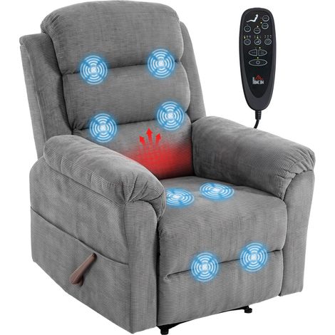 Massage-Relaxsessel mit Wärme, verstellbarer Kopfstütze und Wall-Hugger-Funktion, grau (1/5)