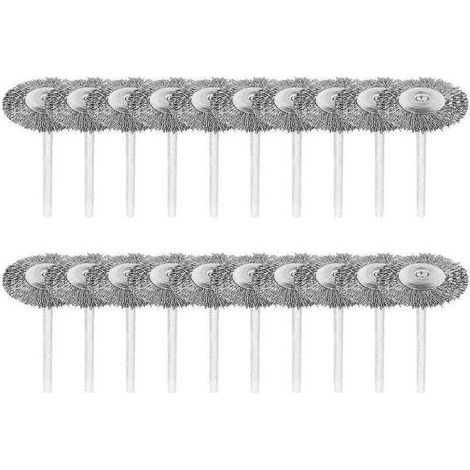 Lot de 20 brosses métalliques 3 mm – Acier inoxydable pour polissage – Compatible Dremel et outils rotatifs – Nettoyage de surfaces rugueuses (1/5)