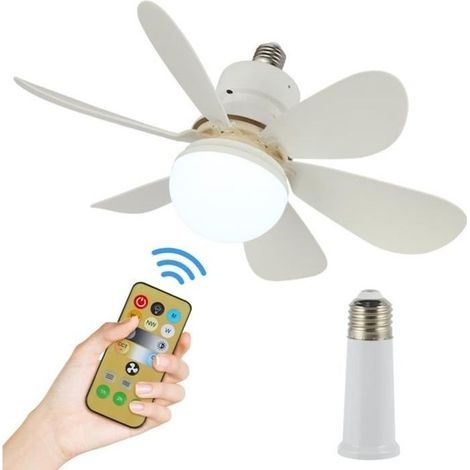 Ventilatore da soffitto con luce, attacco E27, testa dimmerabile, base con telecomando, 3 velocità, 30W (1/4)