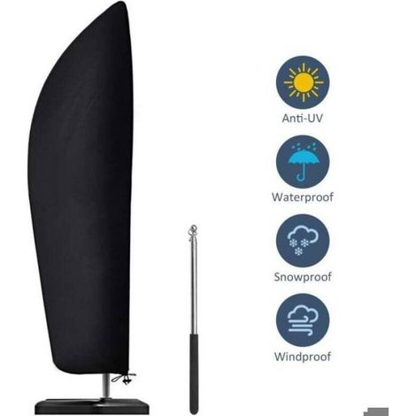 Housse de parasol 308145cm - Protection pour parasol déporté - Noir (1/4)