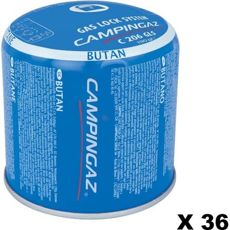 36 CARTUCCE GAS CAMPINGAZ C206 GLS BUTANO 190GR UNIVERSALE FORNELLO SALDATORE A GAS LOCK SYSTEM