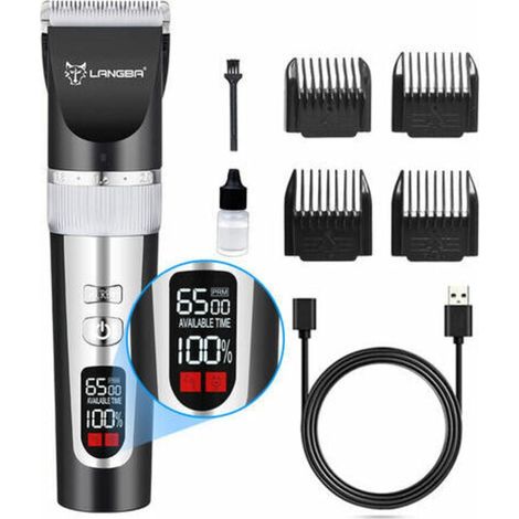 Tondeuse de toilettage pour chat pour poils longs emmêlés, kit de toilettage pour chat à 5 vitesses sans fil à faible bruit pour animaux de compagnie tondeuse rasoir pour chiens chats animaux