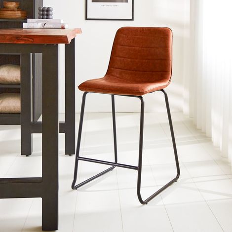 Industriell Barhocker Cognac Mark PU – Sitzhöhe 65 cm – ohne