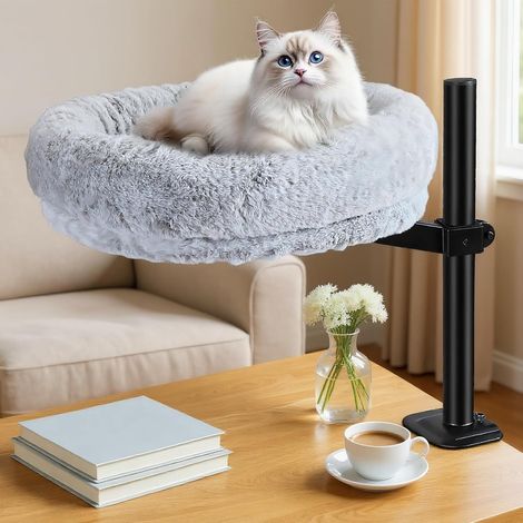 Lit bureau pour chat, Hamac chat pivotant à 360° et réglable en hauteur (1/5)