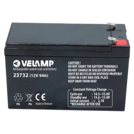 Batterie Plomb Rechargeable 12V 9Ah avec Connexions Faston F2 - VELAMP - 23732